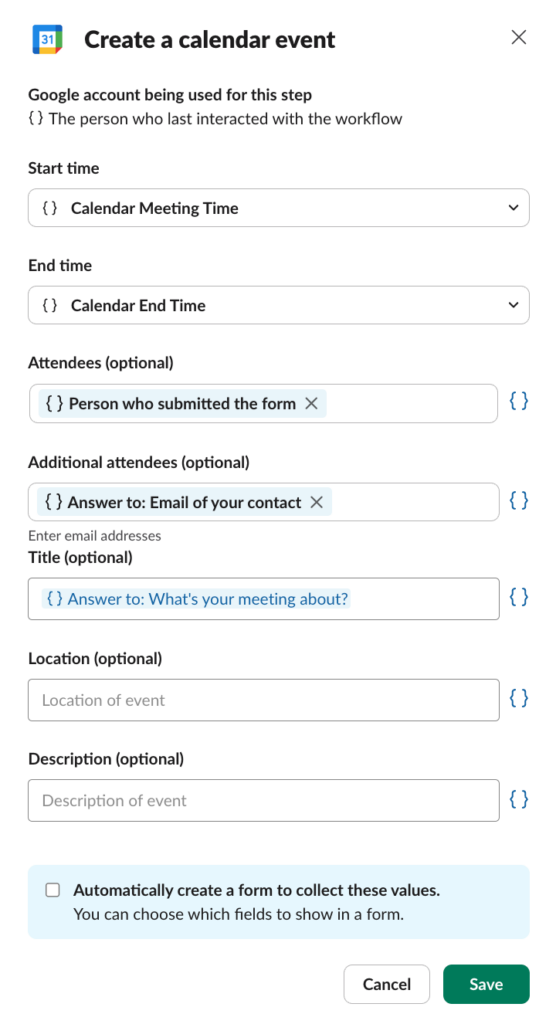 Calendar connector step